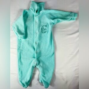 Vintage Toddletime JC Penny Unisex Footed Romper with Embroidered Bunny